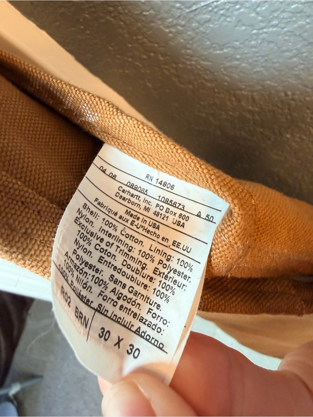 Carhartt Tan Duck Canvas Overalls with Dark Brown Straps - Picture 5 of 9